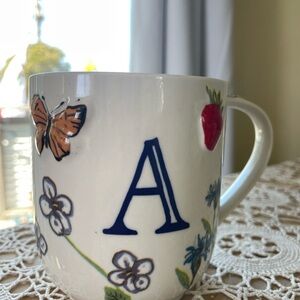 Floral and Butterfly Mug with Initial A